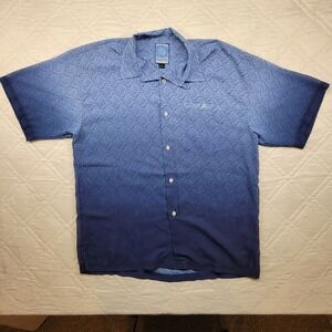 clench 701 jeans blue transparent button front short sleeve shirt men's size XL